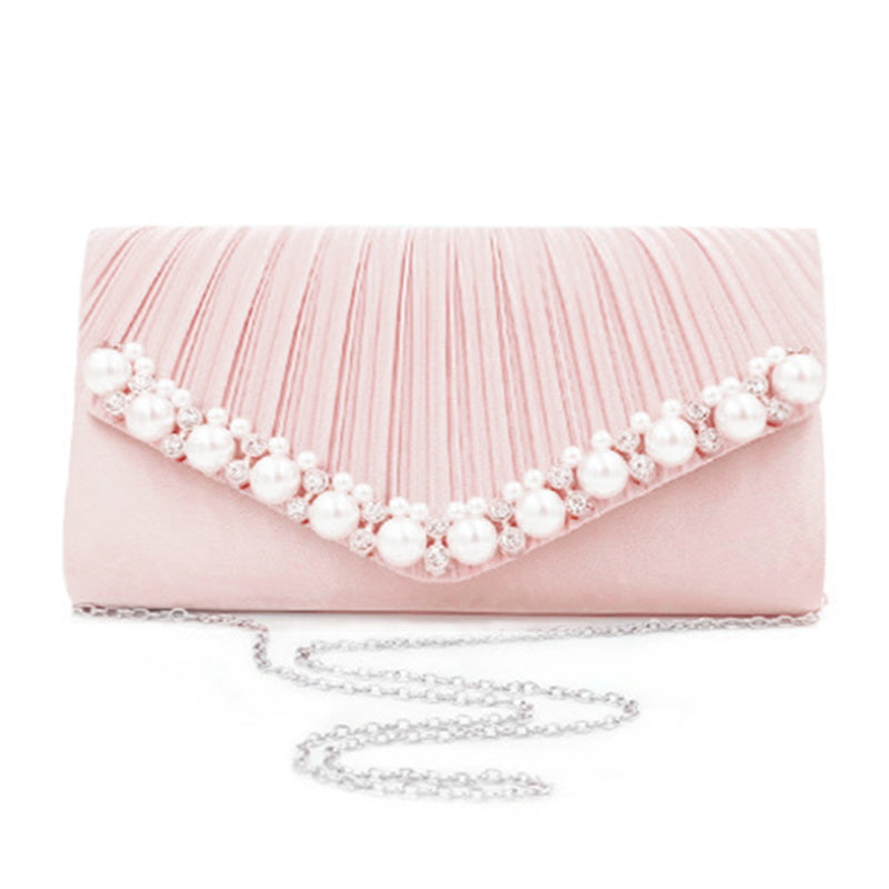 Pearl Bijou Party Bag Clutch Bag Bag Womens, Pink - ebowsos