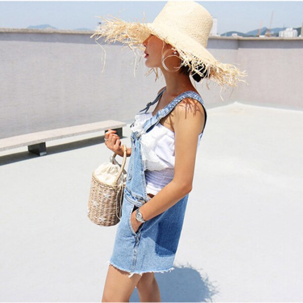 Portable Bucket Woven Bag Totes Embroidery Face Straw Bag Summer Vacation Beach Bag - ebowsos