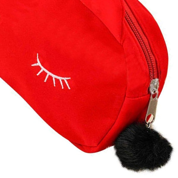 Portable Cartoon Pattern Cosmetic Bag Makeup Bags Pen Pencil Pouch Case Red - ebowsos