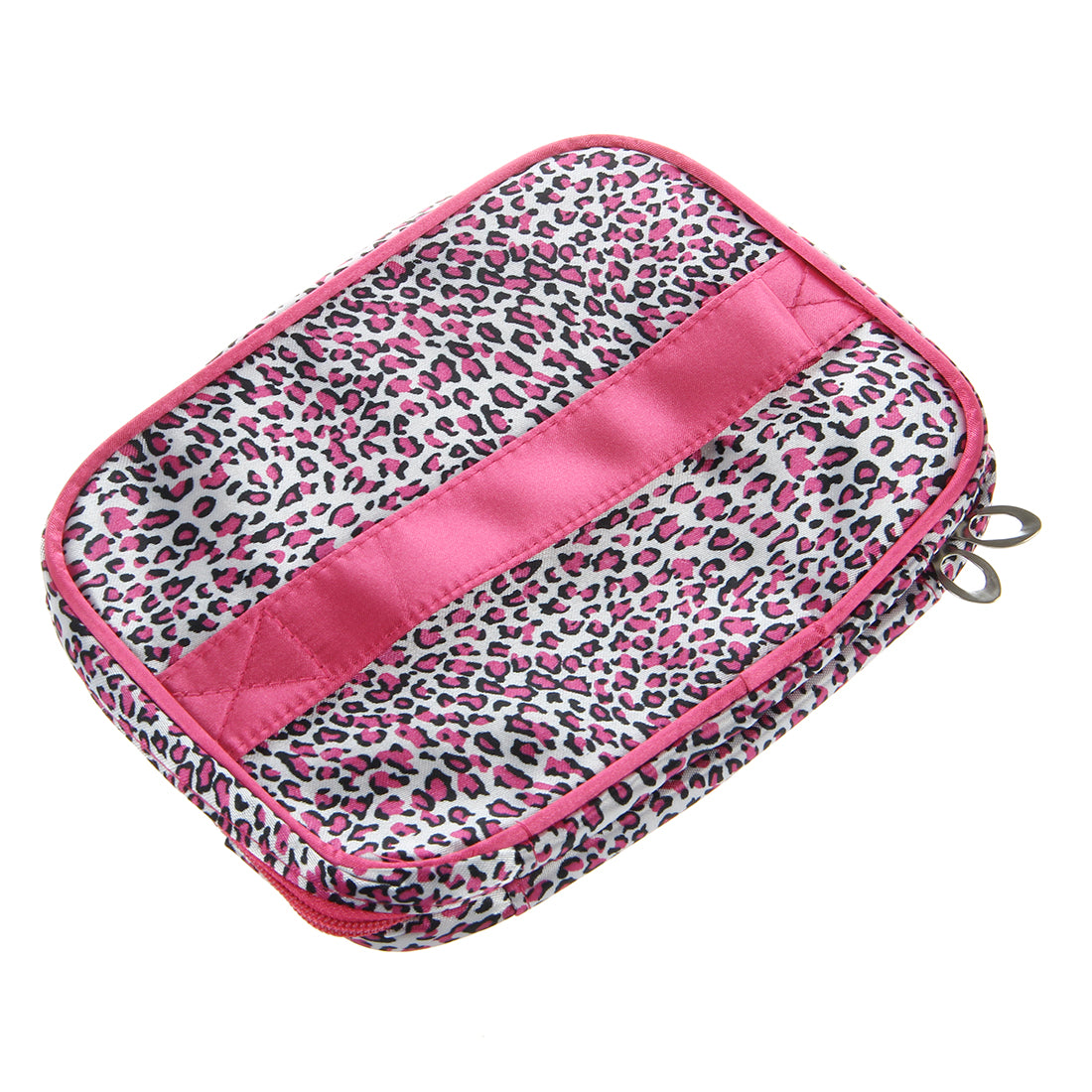 Portable Waterproof Multifunction Leopard PU Plaid Cosmetic Bag Makeup Bag Case Rose red - ebowsos