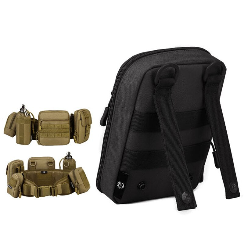 Protector Plus Nylon Tactical Pouch,Organizer EDC Waist Belt Bag Molle Army Sundries Bags with Shoulder Strap - ebowsos