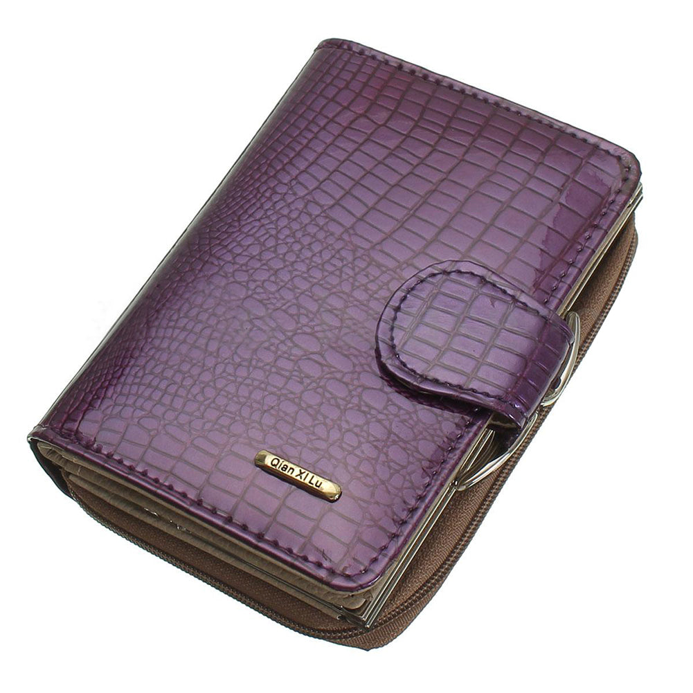 QIAN XILU Ladies Leather Cowhide Women Zipper Wallet Coin Card Holder Purse Clutch HandBagColors:Purple - ebowsos