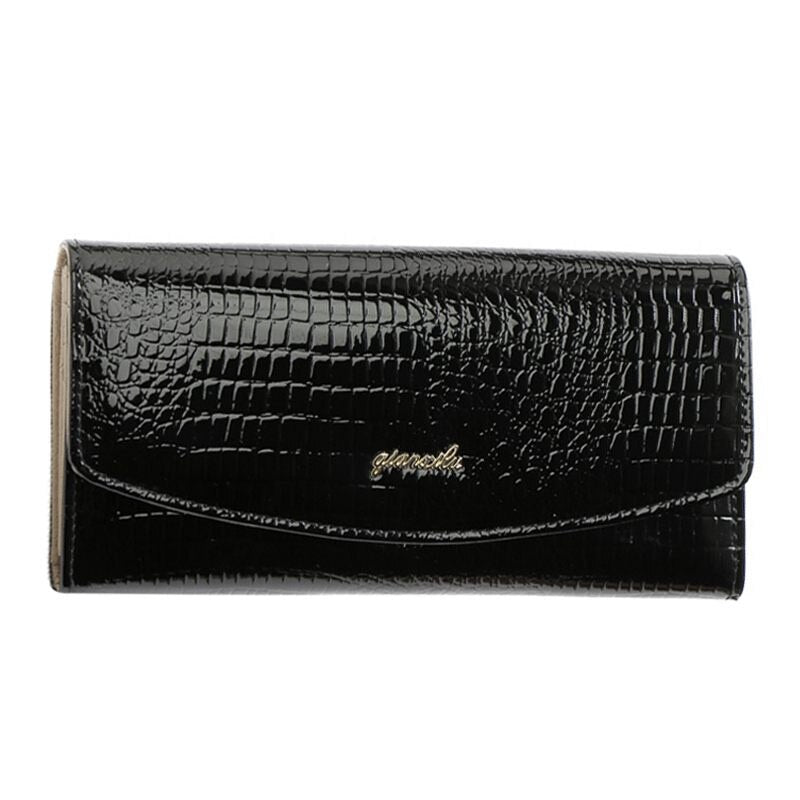 Qian Xi Lu Ladies fashion handbag Black Patent leather - ebowsos