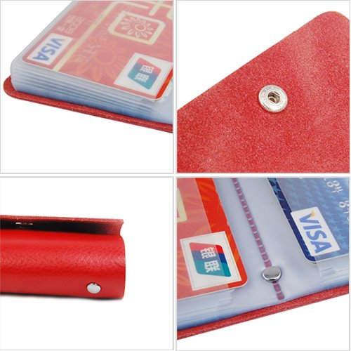 Red Soft Premium Leather Wallets Credit Card Holder ID Business Case Purse Unisex Men Women - ebowsos