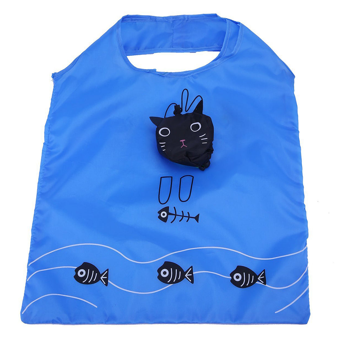 Reusable and Foldable Like a Cat Ecological Bag Blue and Black - ebowsos