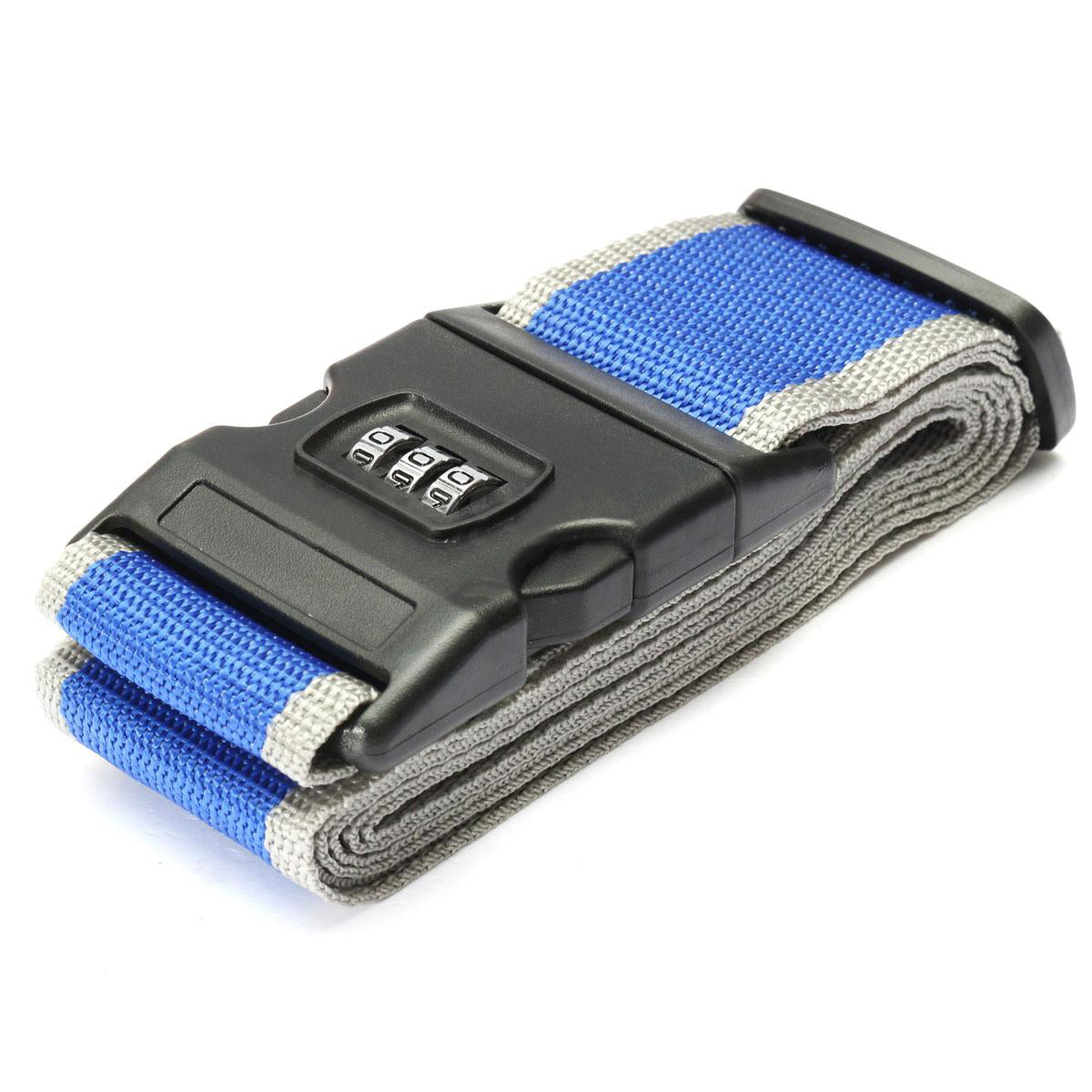 Safety belt Belt Lock Combination Travel Luggage Suitcase band color:Blue + Grey - ebowsos
