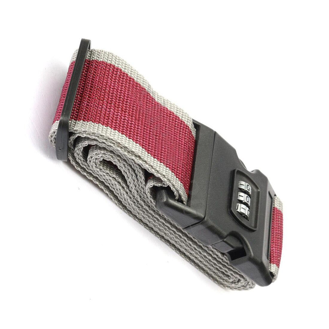 Safety belt Belt Lock Combination Travel Luggage Suitcase band color:gray red - ebowsos