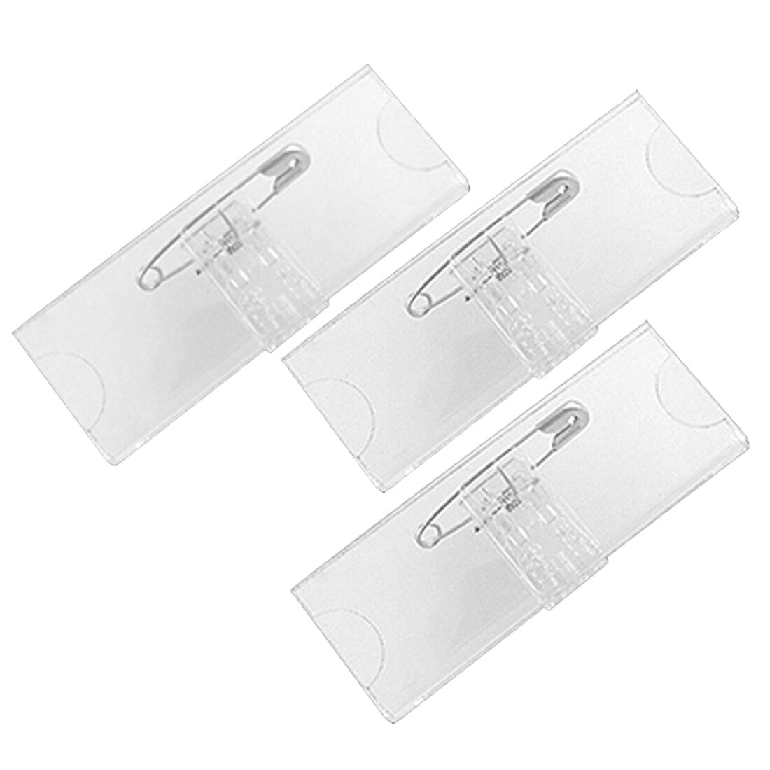 Safetypin Clear Hard Plastic Name Tag Clip Holder 3 Pcs - ebowsos