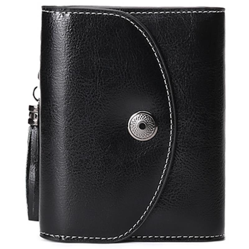 Sendefn Brand New Vintage Short Leather Wallet Women Mini Tassel Ladies Wallet Famale Small 3 Folding Quality Coin Purse - ebowsos