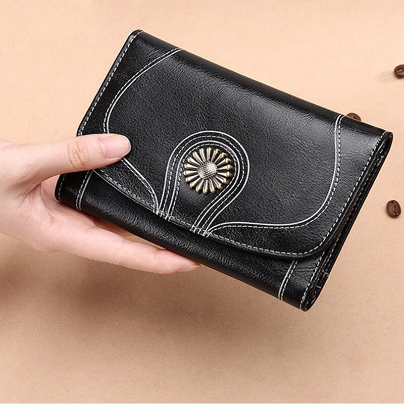 Sendefn Brand Vintage Wallet Women Purse ID Credit Card Holder Purse Wallet Female Clutch Split Leather Purse Small Money - ebowsos