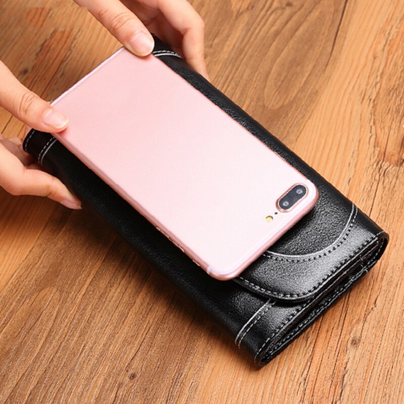 Sendefn Split Leather Long Wallet Brand Female Vintage Women Wallets New Young Lady Purses Coin Purse For Iphone7S - ebowsos