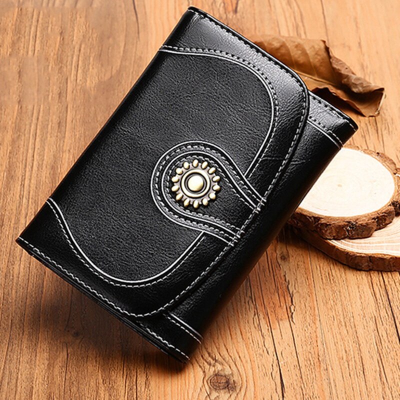 Sendefn Split Leather Wallet For Women Female Purse Ladies Small Clutch Retro Brand Design Card Holder Small Purses - ebowsos