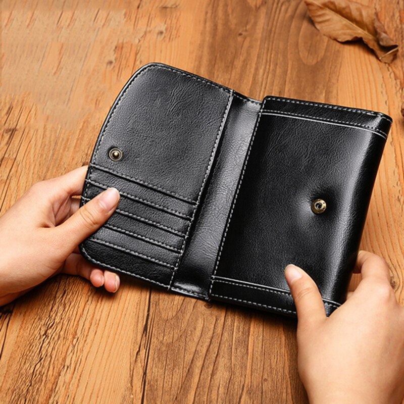 Sendefn Split Leather Wallet For Women Female Purse Ladies Small Clutch Retro Brand Design Card Holder Small Purses - ebowsos
