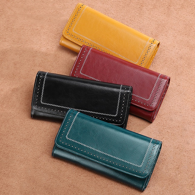 Sendefn Split Leather Women Vintage Wallets Large Capacity - ebowsos