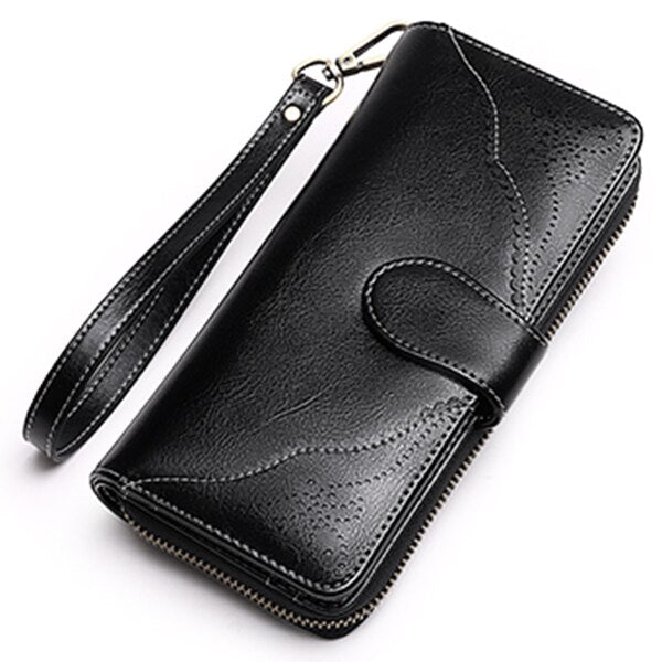 Sendefn Vintage Women Wallets Long Zipper Clutch Purse Brand Lady Split Leather Card Holder Wallet - ebowsos