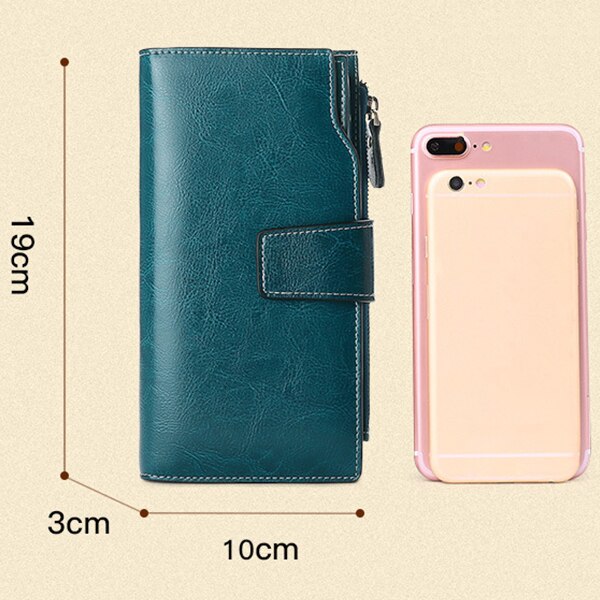 Sendefn Wallet For Women Split Leather Female Wallets Snap Button Travel Women'S Purse Ladies Long Phone Credit Card Coin - ebowsos