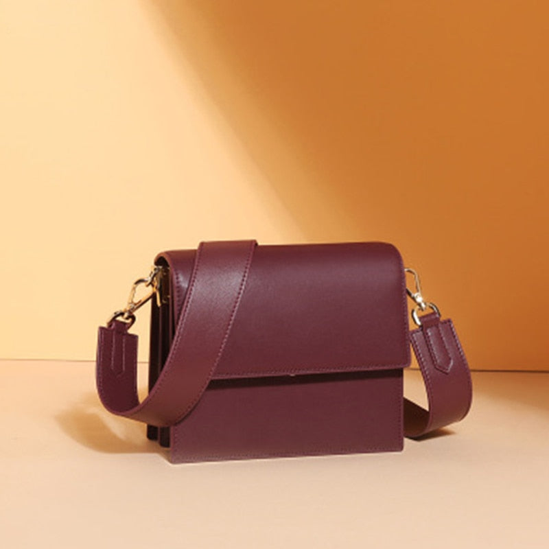 Sendefn Women'S Fashion Wild Messenger Bag Solid Color One Shoulder Small Square Bag Leather - ebowsos