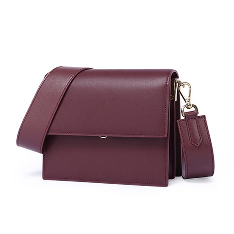 Sendefn Women'S Fashion Wild Messenger Bag Solid Color One Shoulder Small Square Bag Leather - ebowsos
