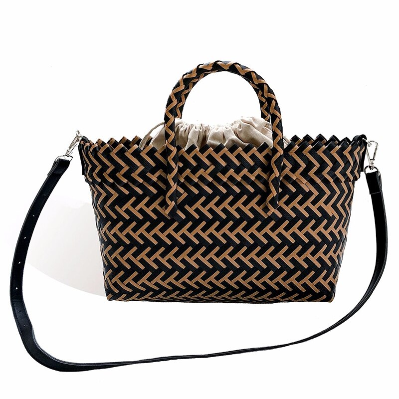 Shopping Basket Shopping Bag Black Bali Handmade Woven Bag Messenger Bag Wind Bohemian Beach Bag - ebowsos