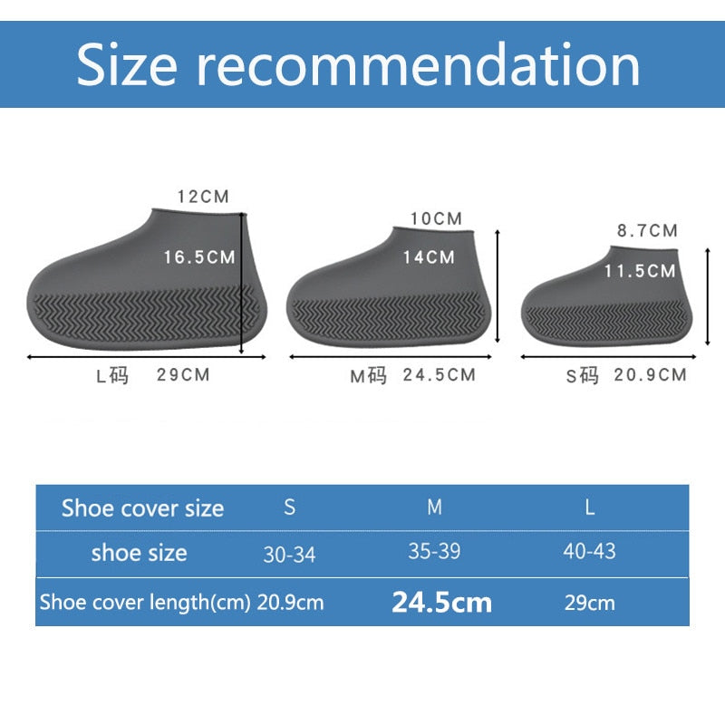 Silicone Overshoes Can Be Reused Waterproof Thick Wear-Resistant Anti-Slip Rubber Stretch Shoe Cover Shoe Boots Protectiv - ebowsos