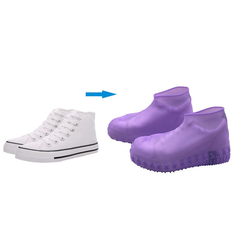 Silicone Overshoes Can Be Reused Waterproof Thick Wear-Resistant Anti-Slip Rubber Stretch Shoe Cover Shoe Boots Protectiv - ebowsos