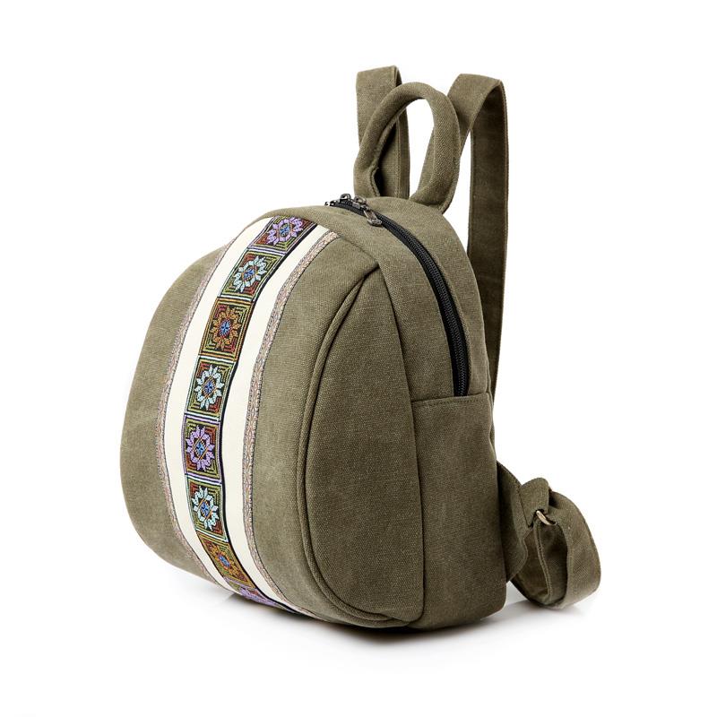 Small Designer Canvas Backpacks for Teenage Girls Ethnic Floral Print Mini Bag Women Vintage Travel Rucksack School Bag - ebowsos