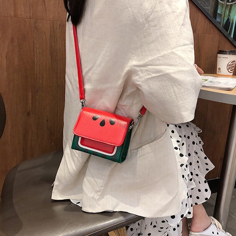 Small Fresh Fashion Watermelon Messenger Bag Cute Small Bag Wide Shoulder Bag - ebowsos