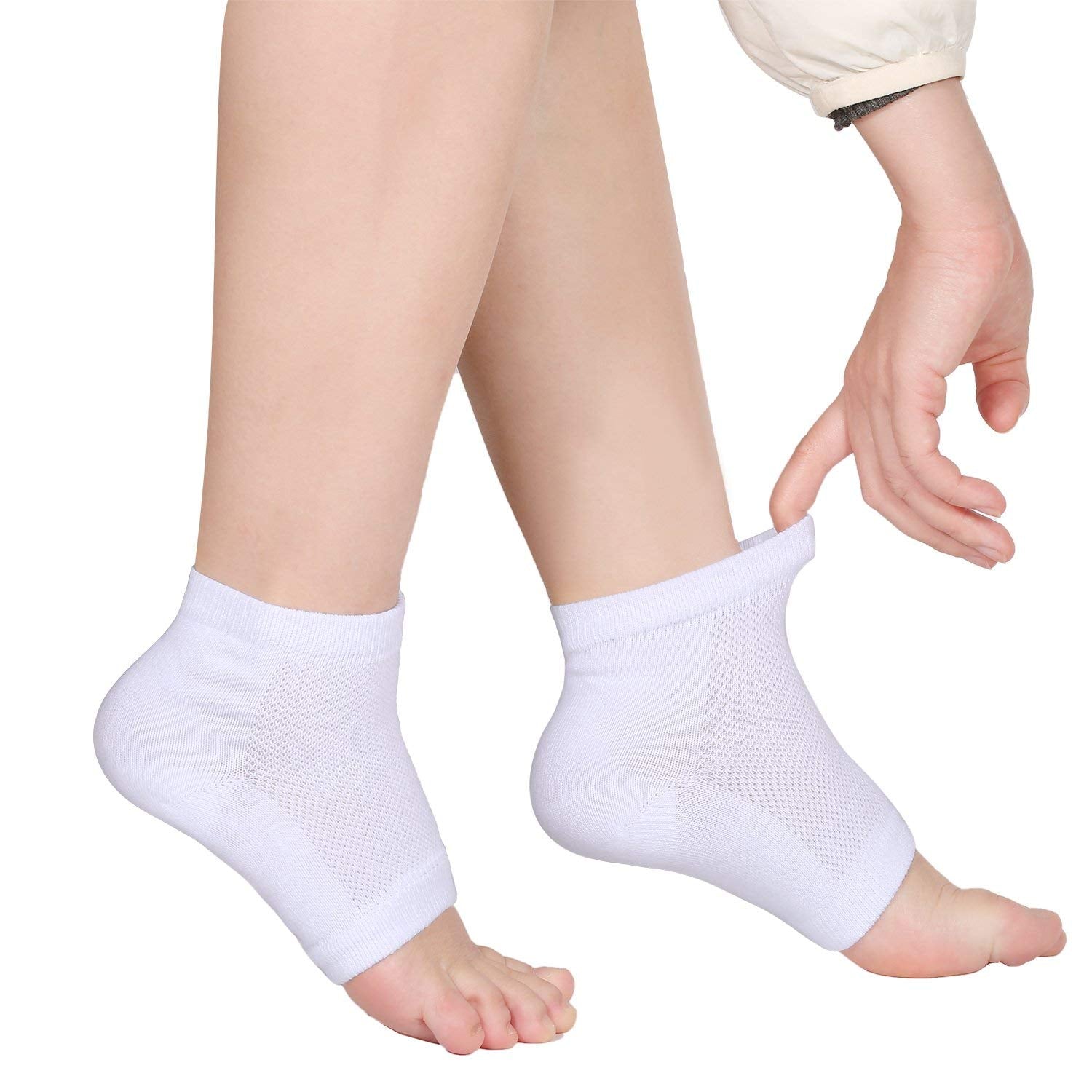 Soft Ventilate Gel Heel Socks Open Toe Socks for Dry Hard Cracked Skin Moisturizing Day Night Care Skin, 3 Pairs - ebowsos