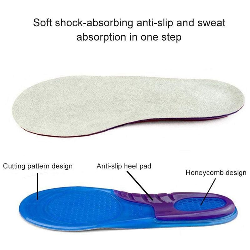 Sports Gel Insoles, Comfortable Shoe Inserts with Excellent Shock Absorption and Cushioning for Men & Women Walking Runni - ebowsos