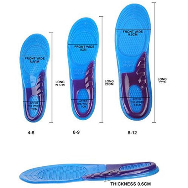 Sports Gel Insoles, Comfortable Shoe Inserts with Excellent Shock Absorption and Cushioning for Men & Women Walking Runni - ebowsos