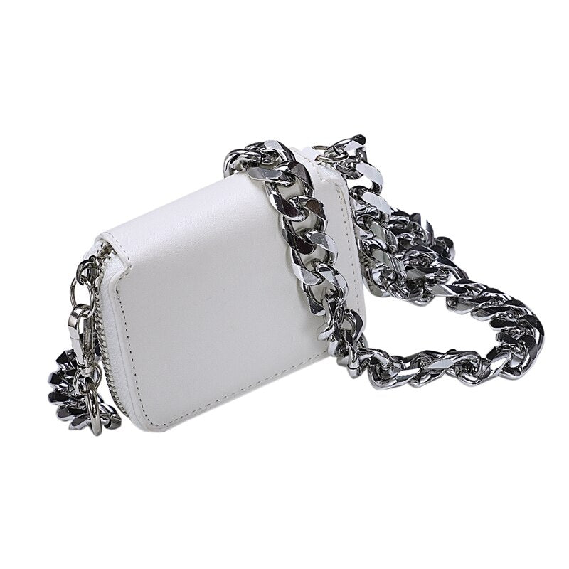 Spring Summer Stylish Single Wide Chain Zipper Pu Small Messenger Bags - ebowsos