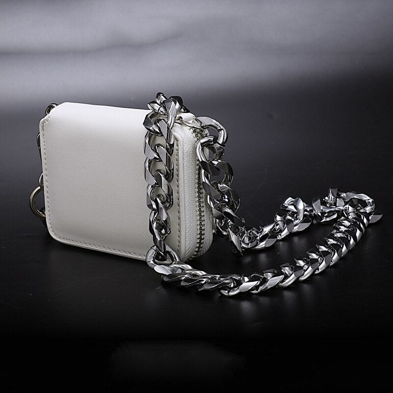 Spring Summer Stylish Single Wide Chain Zipper Pu Small Messenger Bags - ebowsos