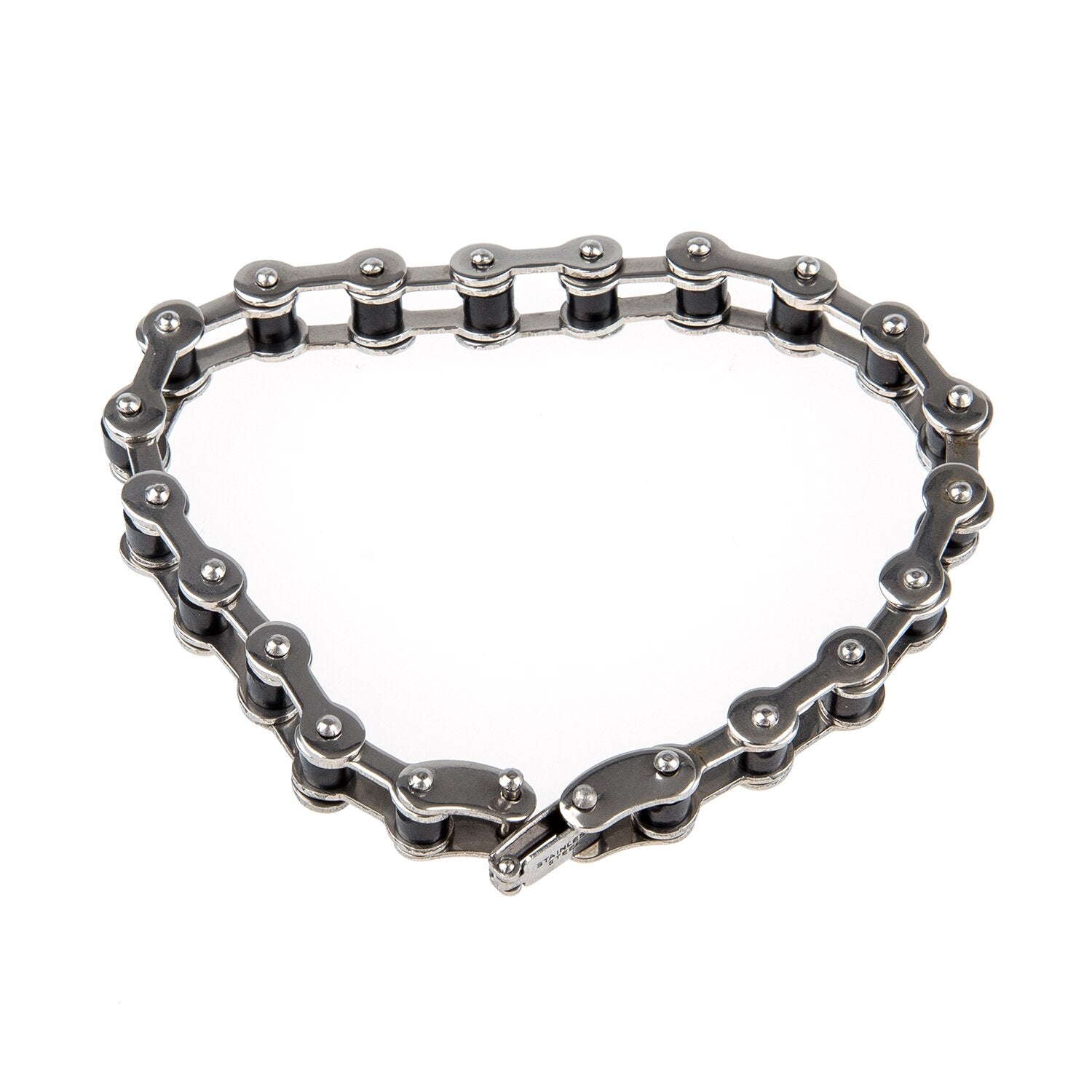 Stainless Steel Rubber Bicycle Chain Bracelet Bangle 0.4" - ebowsos