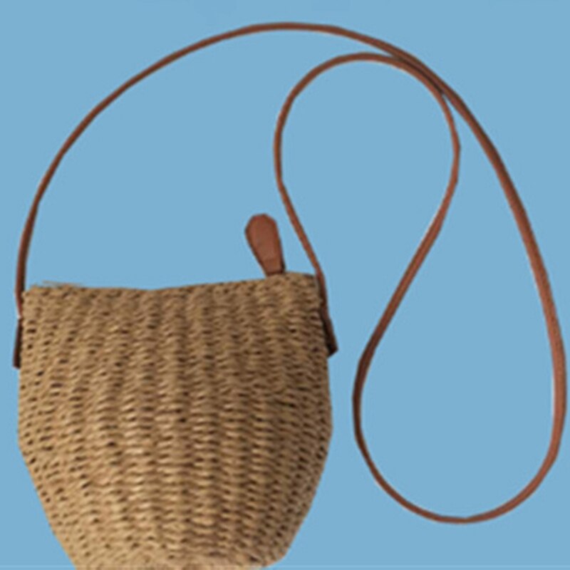 Straw Children Messenger Bag For Key Woven Beach Bag Of Kids Oblique Grass Weave Bag New Crossbody Bags - ebowsos