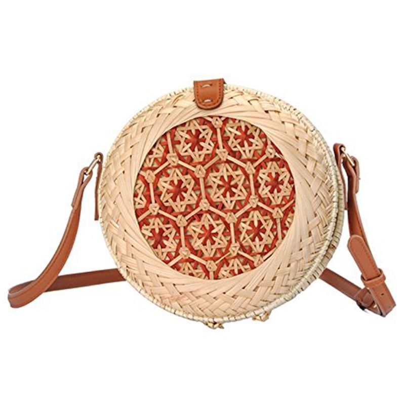 Straw Woven Bag For Girl Women,Handmade Rattan Woven Straw Handbag Beach Bag Picnic Bag Shoulder bag - ebowsos