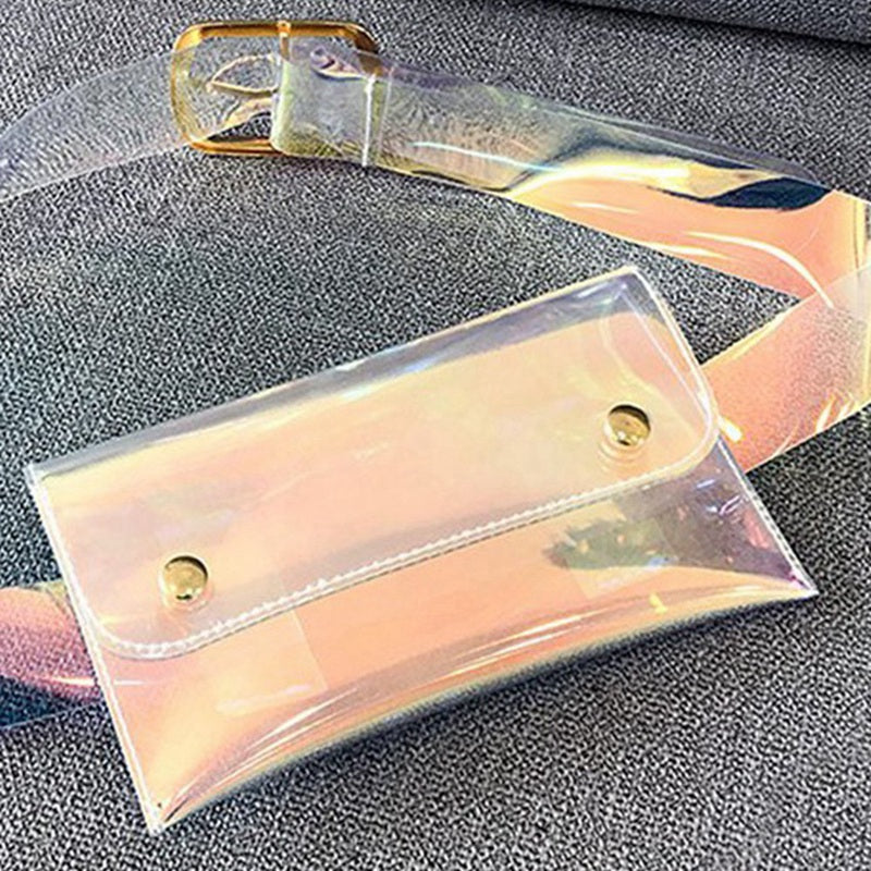 Stylish Pvc Holographic Waist Fanny Pack Belt Bag Travel Phone Purse For Women,Multicoloured - ebowsos