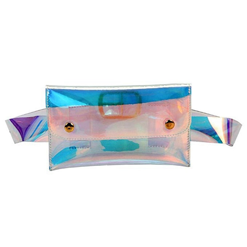 Stylish Pvc Holographic Waist Fanny Pack Belt Bag Travel Phone Purse For Women,Multicoloured - ebowsos