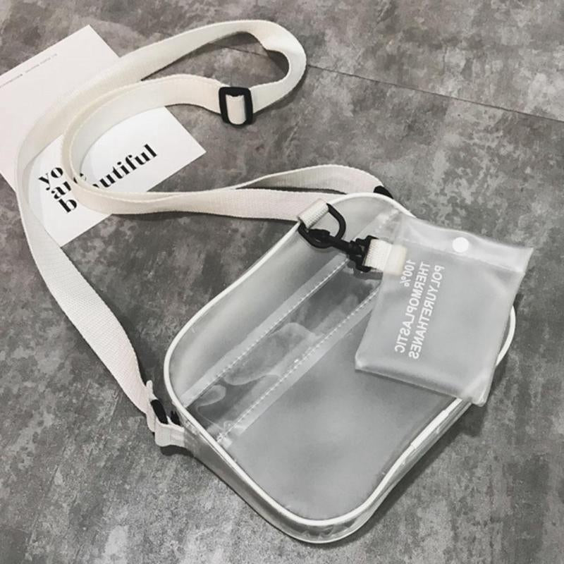 Summer 2 In 1 Pack Jelly Shoulder Bag Fresh White Transparent Messenger Bag Handbag - ebowsos