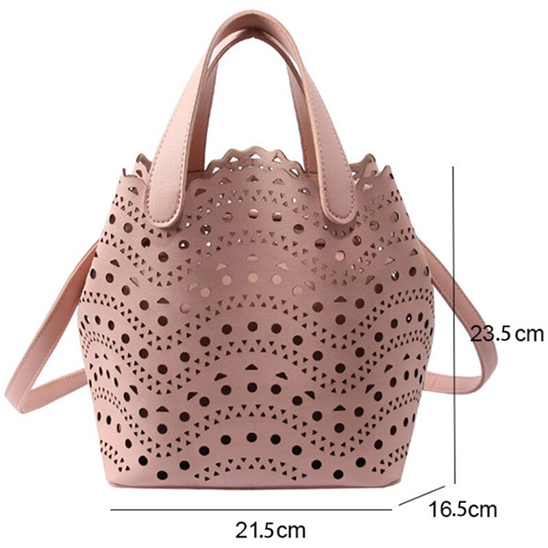 Summer Women'S Dot Hollow Casual Handbag Ladies Composite Bag Handbag Fashion Messenger Bag Shoulder Bag Beach Bag - ebowsos