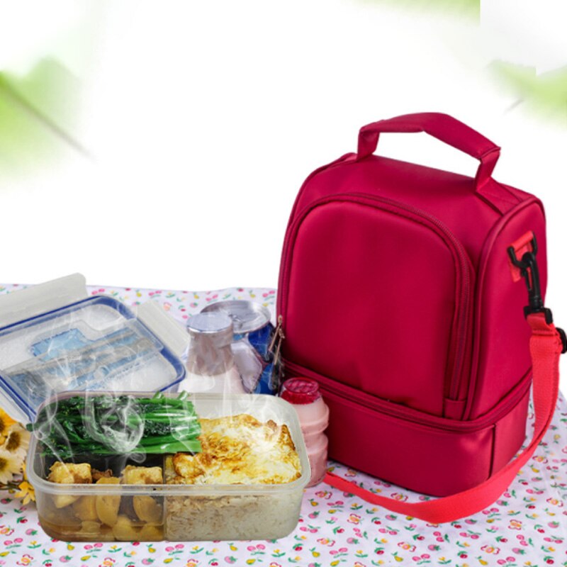 Thicken Warm Insulation Box Nylon Lunch Bag Red Lunch Bag Handbag With Zipper Insulation Bag Lunch Bag Insulation Bag - ebowsos