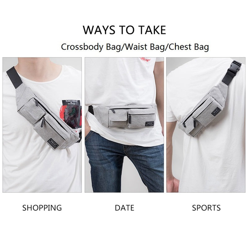 Tinyat Belt Bag Men Women Waist Bag Pack Travel Phone Belt Pouch Multifunctional Fanny Bag Pack Pockets Canvas Casual Hip - ebowsos