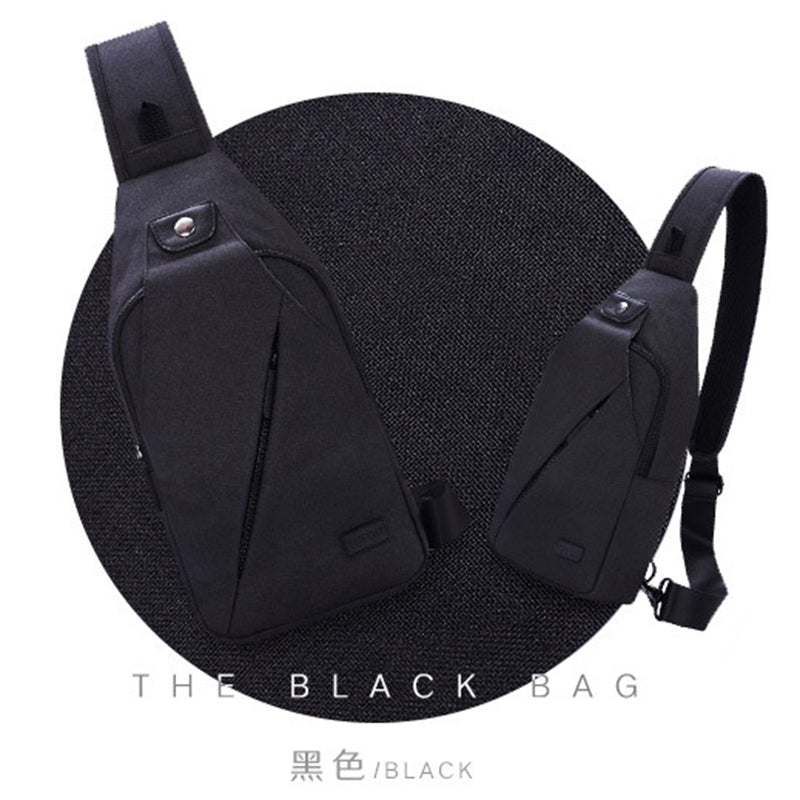 Tinyat Casual Functional Men Chest Bag Pack Dual Earphone Jack Men Shoulder Messenger Bags Pack Bag - ebowsos