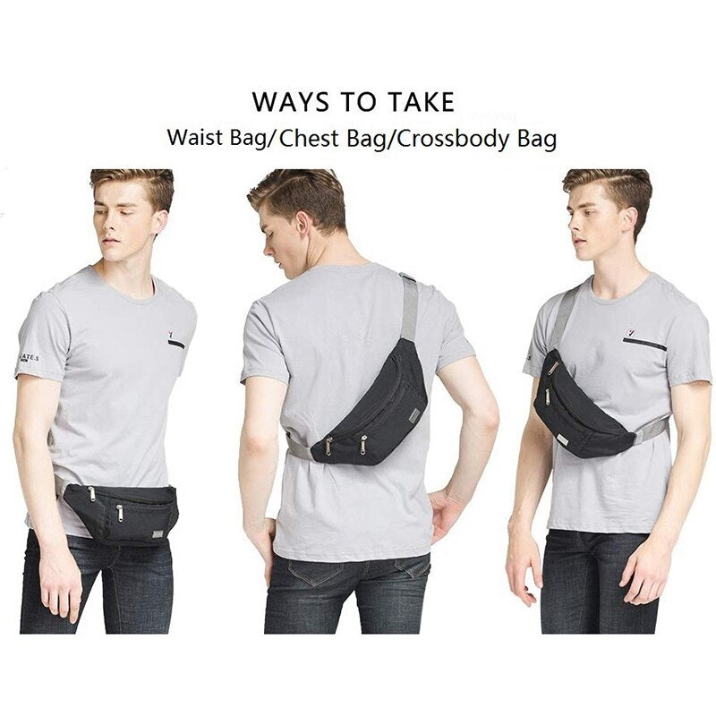 Tinyat Men Waist Bag Pack Travel Phone Belt Bag Pouch For Men Women Casual Unisex Shoulder Chest Bag Canvas Fanny Pack Hi - ebowsos