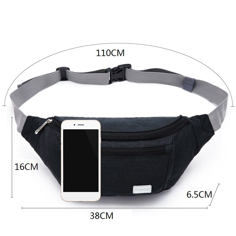 Tinyat Men Waist Bag Pack Travel Phone Belt Bag Pouch For Men Women Casual Unisex Shoulder Chest Bag Canvas Fanny Pack Hi - ebowsos