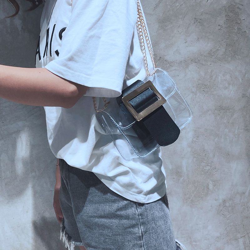 Transparent Jelly Small Square Bag Mini Chain Bag Fashion Version Shoulder Messenger Bag - ebowsos