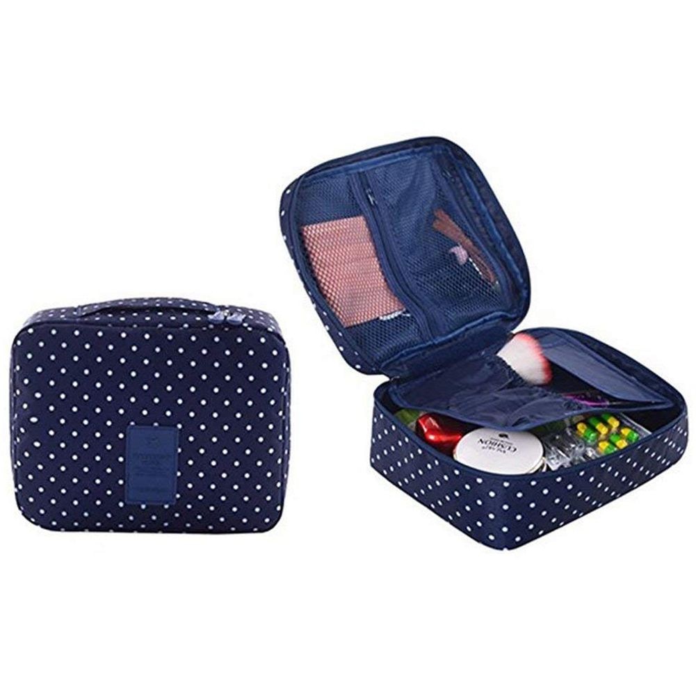 Travel Cosmetic Bag Printed Multifunction Portable Toiletry Bag Cosmetic Makeup Pouch Case Organizer for Travel (Navy Cir - ebowsos
