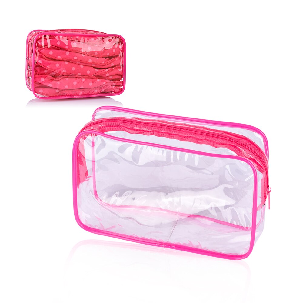 Travel PVC Cosmetic Bags Women Transparent Clear Zipper Makeup Bags Organizer Bath Wash Make Up Tote Handbags Case - ebowsos