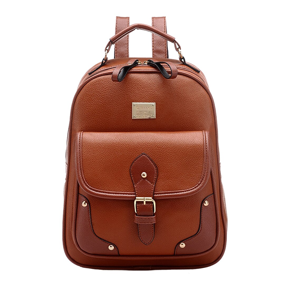 Vintage Leather Backpack Rucksack Shoulder Travel School Bag Knapsack Brown - ebowsos