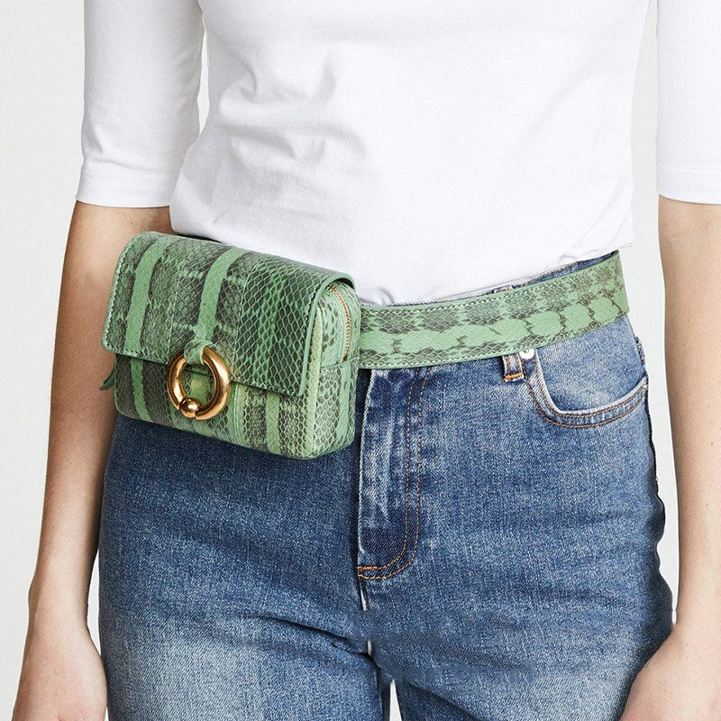 Vogue Design Waist Bags Fanny Pack For Women High-End Leather Serpentine Lady Belt Bags Phone Bag Handy Bum Bag - ebowsos