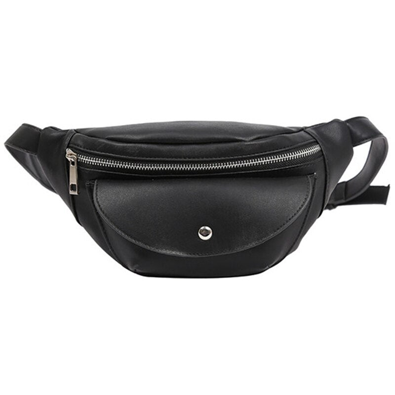 Waist Bag Female Belt Fashion Waterproof Chest Handbag Ladies Waist Pack Belly Bags Purse(Black) - ebowsos